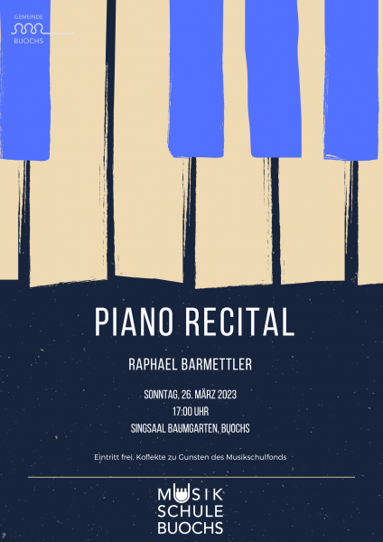 Dark Blue & Beige Piano Keys Music Event Poster